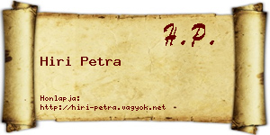 Hiri Petra névjegykártya